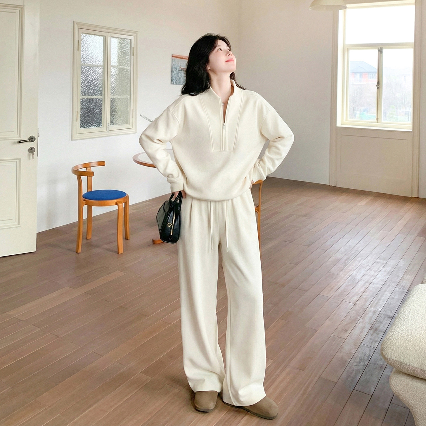 【上新】米色针织卫衣套装两件套2C079-2625-p185-k298,女装套装/套裙,2C079