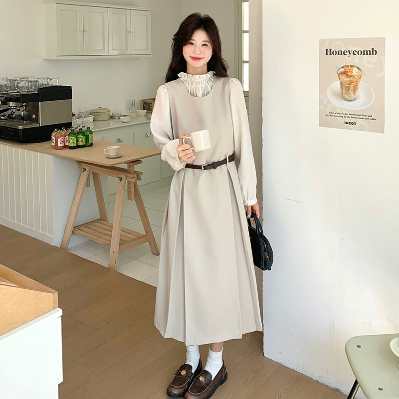 【档口有货】无袖连衣裙打揽衬衫两件套+腰带079-2530-p180-k258,女装连衣裙,2C079