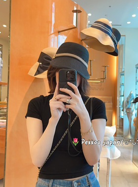 UV防晒 57cm Athena new york Francoise 春夏丝带装饰草编鸭舌帽