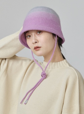 58cm override 243090262 秋冬渐变羊毛针织渔夫帽 双面戴