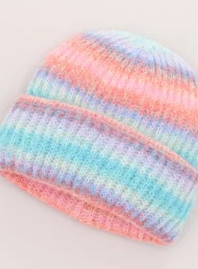 国现56-61cmCA4LA BET00070 024 6862秋冬彩虹马海毛针织帽毛线帽