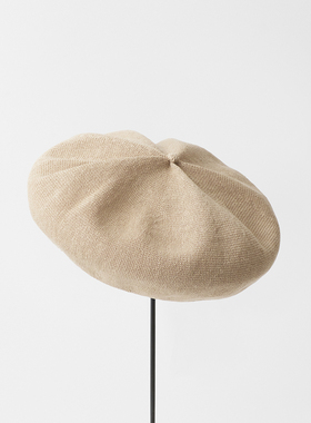 57.5-59cm mature ha ELS-2001 春夏亚麻透气褶皱针织贝雷帽