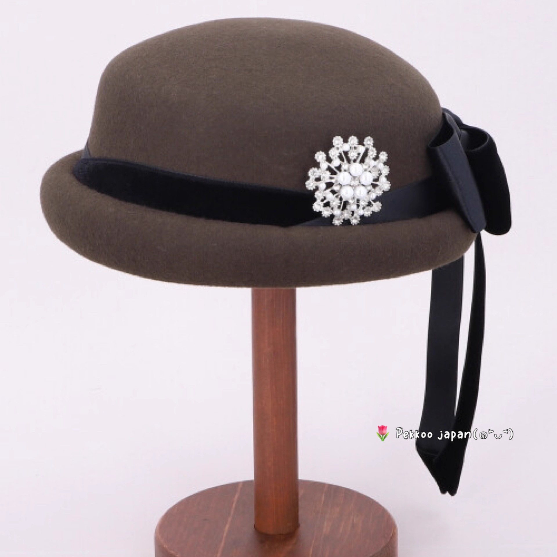 57cm CA4LA CAM50159 SNOW FLOWER TOQUE 优雅可爱蝴蝶结羊毛礼帽