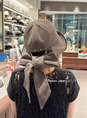 58cm CA4LA SHK01151 TREAT 优雅蝴蝶结飘带仿麂皮渔夫帽盆帽