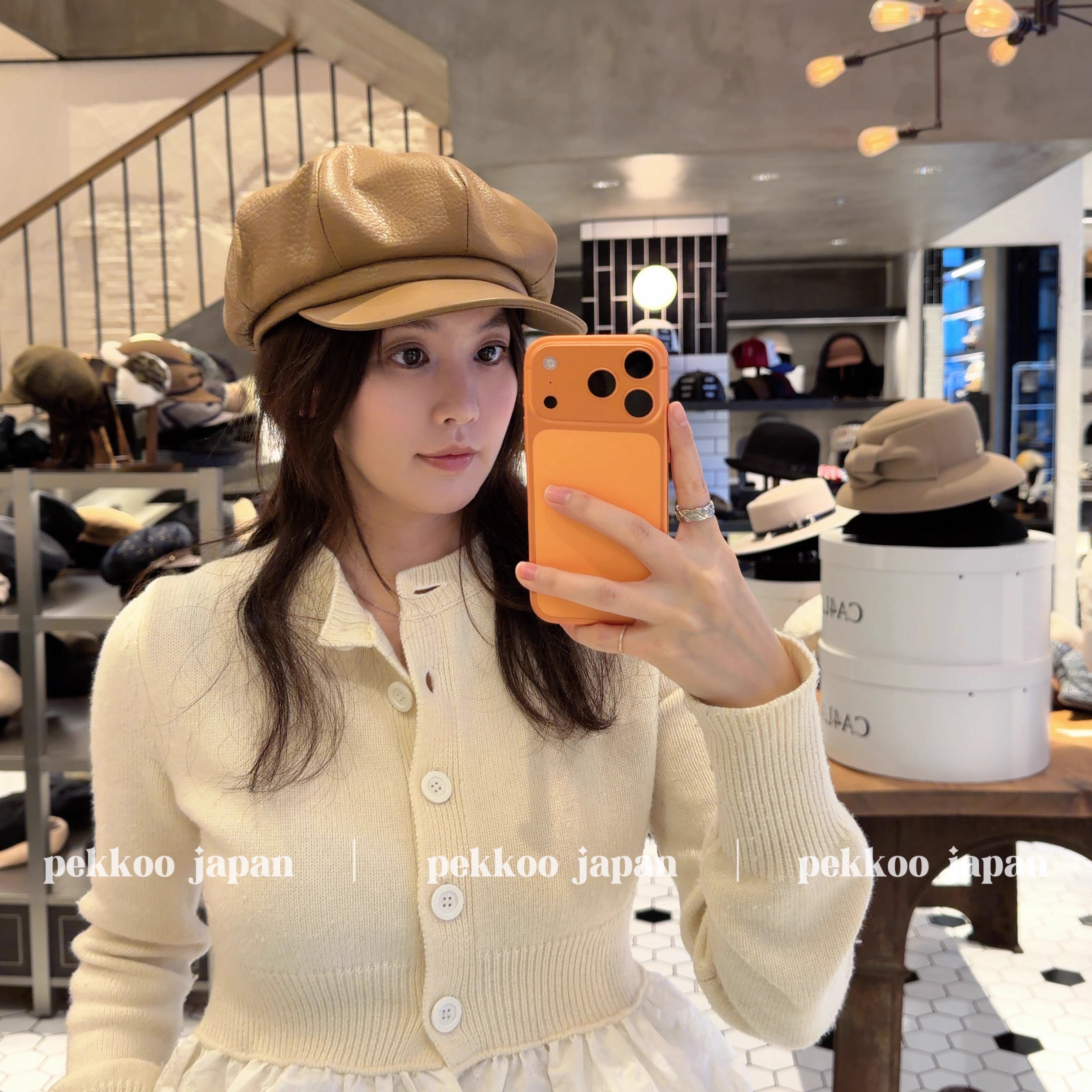 CA4LAZKN02397牛皮八角报童帽