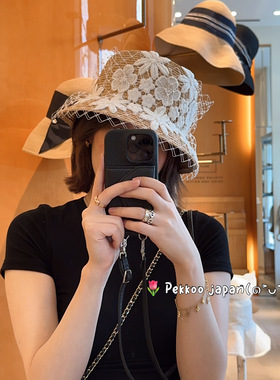 UV防晒 57.5cm Athena new york Lousise 蕾丝花朵网纱遮阳草帽