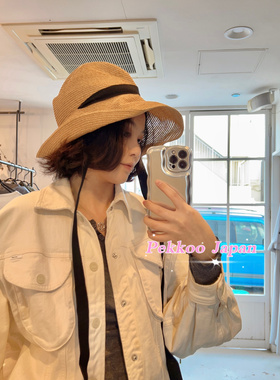 9折国现11cm Mature ha mbox-101ga 飘带遮阳草帽渔夫帽boxed hat