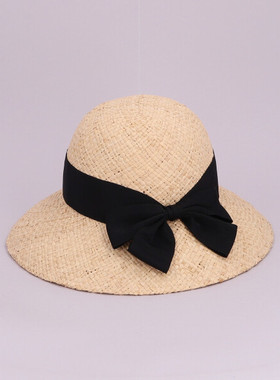 57.5cm CA4LA ONM01877 SUN 优雅蝴蝶结丝带遮阳草帽 宽帽檐