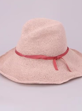 57.5cmCA4LA LOA10271 SAND 卷檐礼帽遮阳草帽 蝴蝶结丝带 美国制