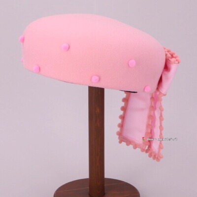 56cm CA4LA CAM60126 BELLAY 甜美可爱 蝴蝶结小绒球 羊毛贝雷帽