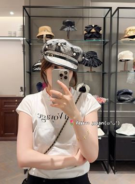 57.5cm CA4LA SHK01153 CARINA 24秋冬珍珠网纱报童帽鸭舌帽