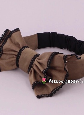 55-58cm CA4LA BRA02292 天鹅绒 蝴蝶结 蕾丝边发带 发箍