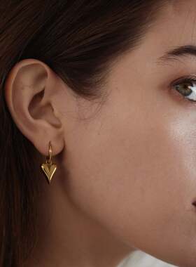 日本INS人气品牌 CENE  可拆式线条爱心休闲简约 金色耳环