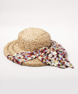 CA4LA 优雅蝴蝶结飘带编织草帽 ONM01816 复古 宽帽檐 FILM 57cm