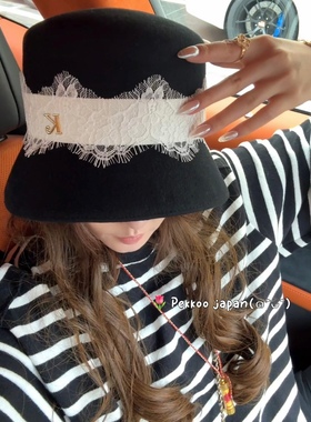 【国现】58cm maison kaya 优雅法式蕾丝 羊毛硬顶小礼帽 AUM7371