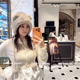 白敬亭同款!! CA4LA GRV10228 甜美可爱小熊耳朵毛绒帽 护耳帽