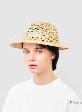 57.5cm mature ha. MAS26-84 sukashi 镂空拉菲草 带防风绳遮阳帽