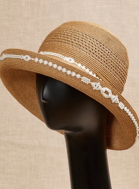 防晒遮阳 2023新款 Athena new york 刺绣大帽檐遮阳草帽Calla