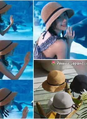 毛晓彤同款 Chapeau d.o 252060204蝴蝶结真丝草帽防晒可手洗折叠