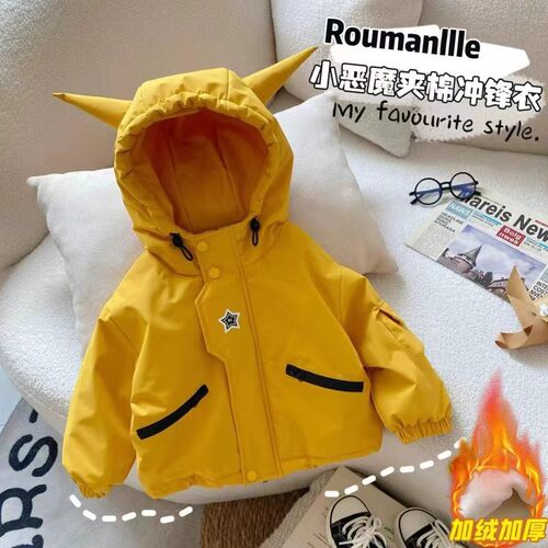 儿童卡通连帽棉服男童加绒加厚潮