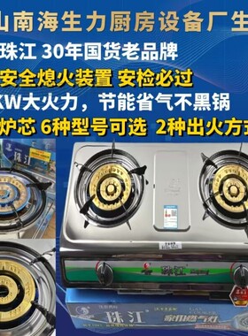 珠江牌煤气炉燃气灶猛火双灶双炉