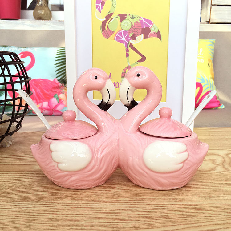 INS北歐美式火烈鳥 廚房餐廳陶瓷 調味罐盒套裝 鹽罐子調料瓶禮物在類目 廚房/烹飪用具, 廚用小工具/廚房儲物, 儲物瓶罐/廚房儲物器皿, 調味瓶罐中 - 來自Buy2taobao.com提供專業的淘寶代購服務