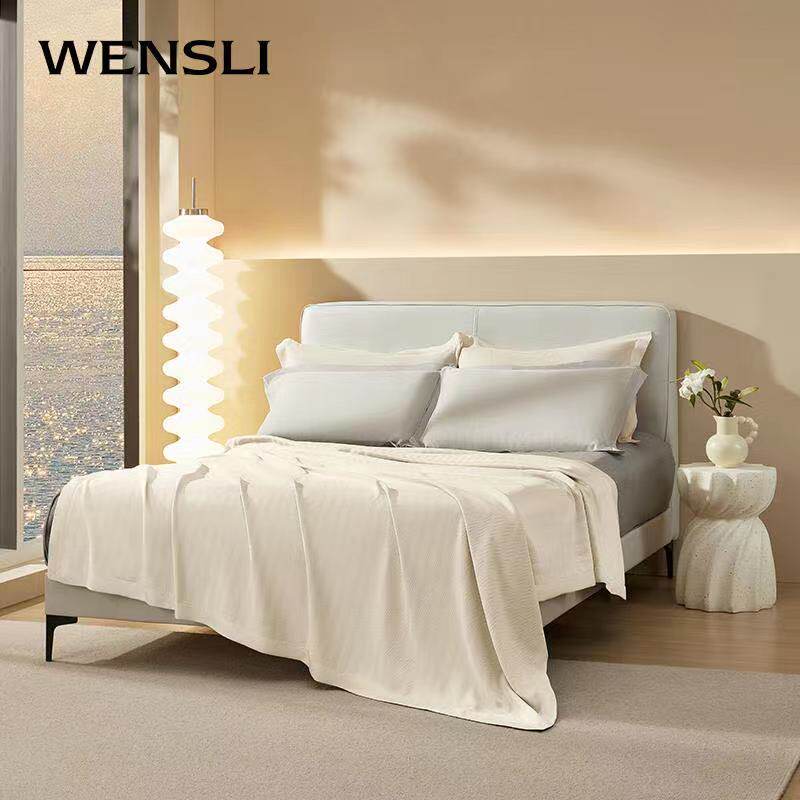 Wensli/万事利四季蚕丝软席可水洗可折叠纯色家用凉席180*200cm
