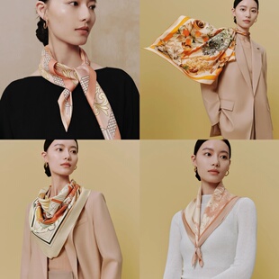 万事利2025秋冬新款中方巾吉柿颂歌流光熠熠花蕾丝韵鎏金幻彩格调