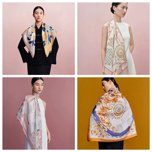 万事利2025专柜实体店新品真丝大方巾花满诗语 华璎珞彩 桂香忆思