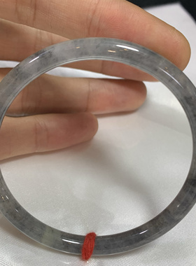 冰乌鸡翡翠手镯国风系列水墨丹青天然缅甸翡翠玉镯冰飘花56圆条