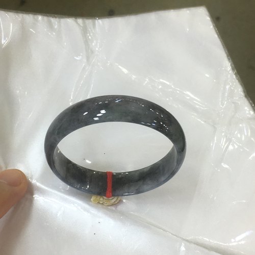 51-53冰乌鸡翡翠手镯国风水墨丹青天然缅甸玉镯冰种小手镯带证书
