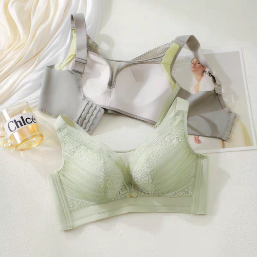 新大罩杯无钢圈蕾丝大胸显小文胸无磁性感薄款防走光大码内衣281