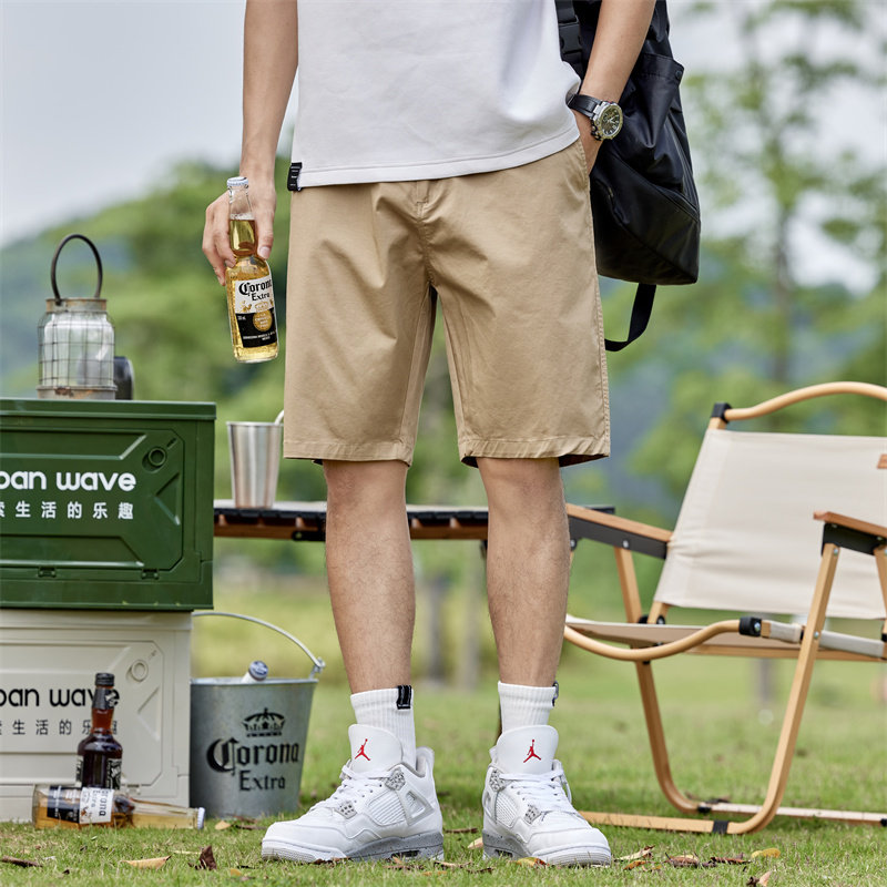 宽松短裤男生夏季薄款运动卡其色休闲潮男士外穿纯棉夏装五分裤子