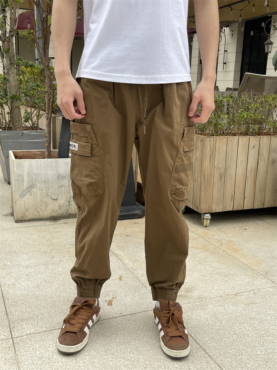 春秋工装裤男款时尚修身束脚户外棕色长裤子休闲运动裤潮牌2026年