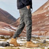 男潮牌束脚宽松休闲哈伦裤 秋冬季 复古百搭弹力工装 裤 新款 水洗美式