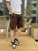 工装 宽松直筒弹力五分裤 裤 夏季 男款 休闲短裤 潮牌5分马裤 多口袋男
