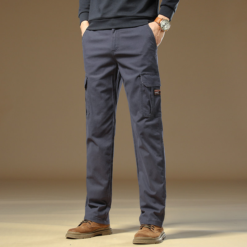 香港春秋新款高端春秋休闲裤男士修身直筒男裤商务卡其色男款裤子