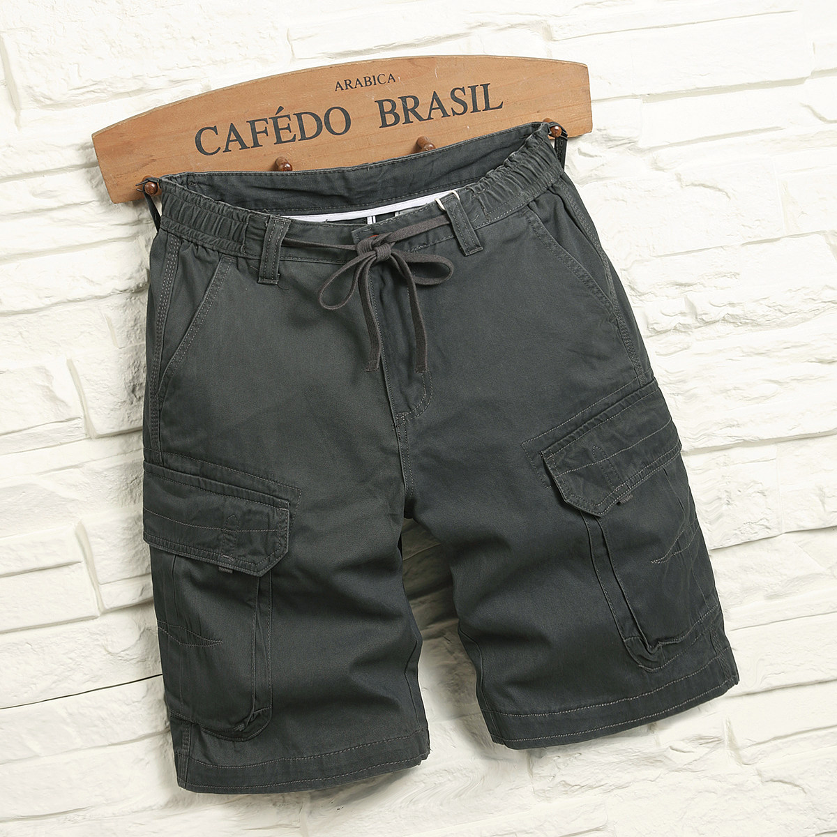 机能风灰紫短裤男夏季宽松五分工装马裤潮牌5分外穿休闲中裤厚款