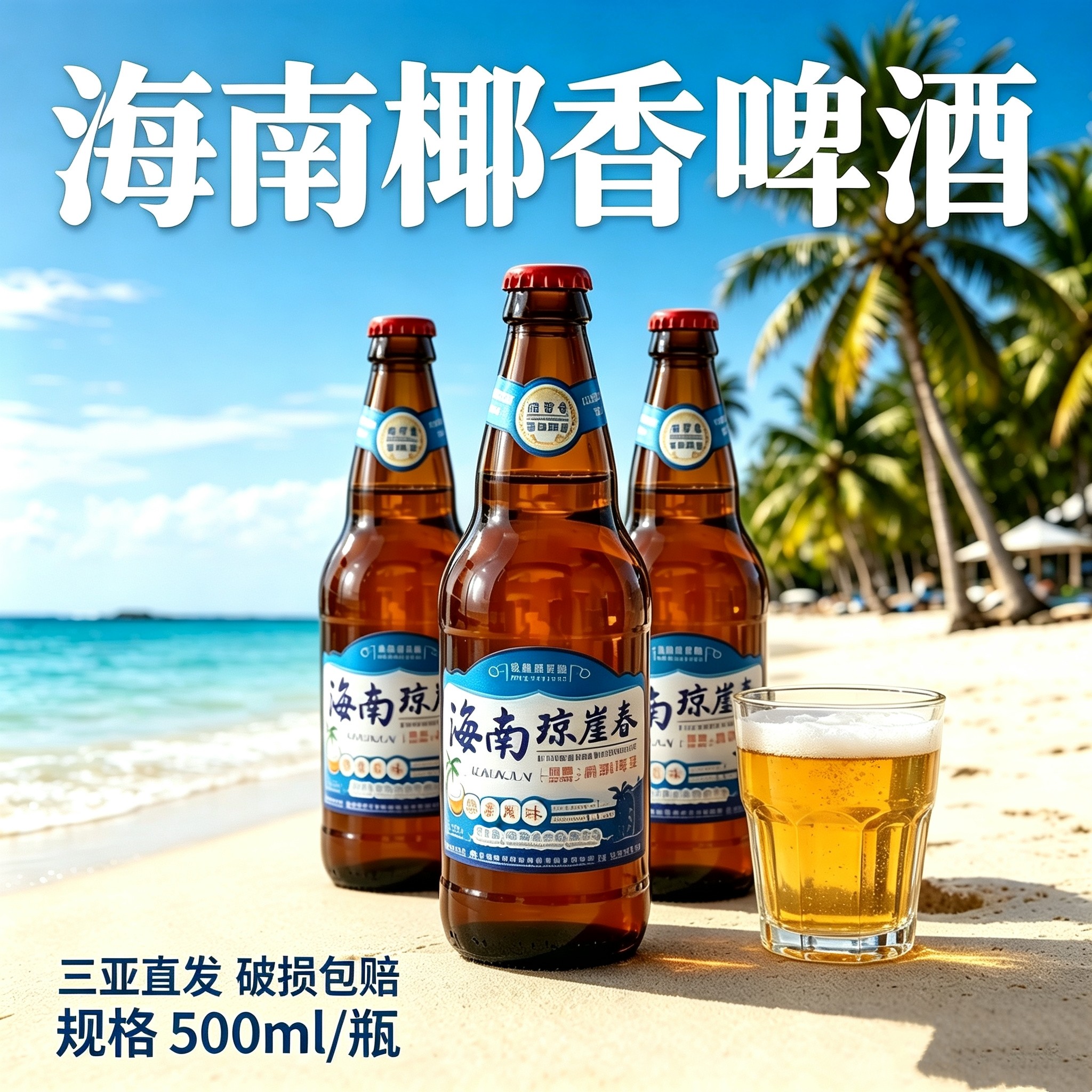 海南琼崖春椰香啤酒 500ml*12瓶 整箱醇香精制啤酒椰香风味啤酒