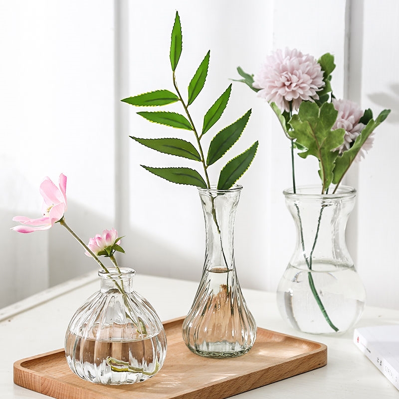 水培植物小花瓶办公桌花瓶水培窄口花瓶小玻璃瓶客厅鲜花网红小众