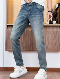 欧货高端战马刺绣修身 库志潮牌牛仔裤 男2026春夏季 新品 休闲男 时尚