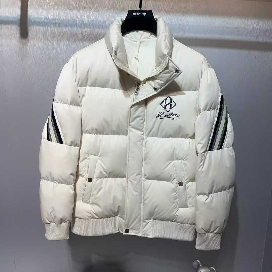 HAEETIEN潮牌立领羽绒服2025冬季新品欧货字母刺绣修身时尚休闲男,男装,羽绒服,淘宝优惠券,粉丝福利购,淘宝优惠卷