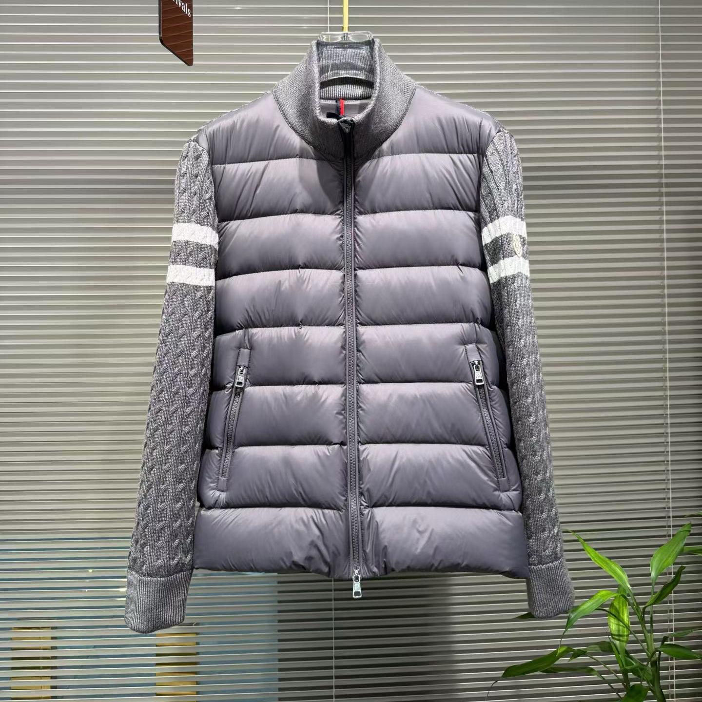 2025冬季新品立领羽绒服外套男欧货高端针织羊毛拼接修身时尚休闲