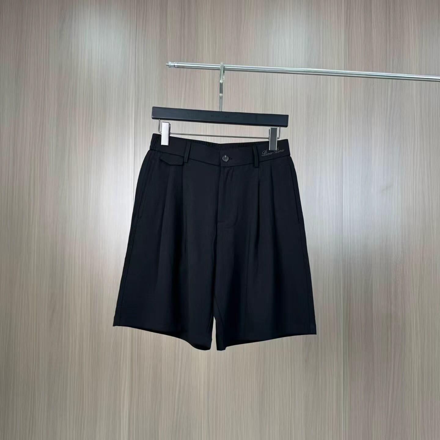 2026夏季新品亚麻直筒西装短裤欧货高端刺绣松紧腰时尚休闲五分裤