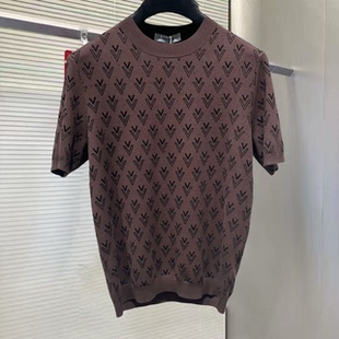 时尚 2025秋季 毛衣T恤欧货高端植绒烫钻弹力修身 针织短袖 休闲 新品