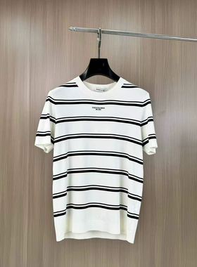 BUNERYNOBLE潮牌伊力特冰丝短袖T恤2026夏季新品条纹撞色修身休闲