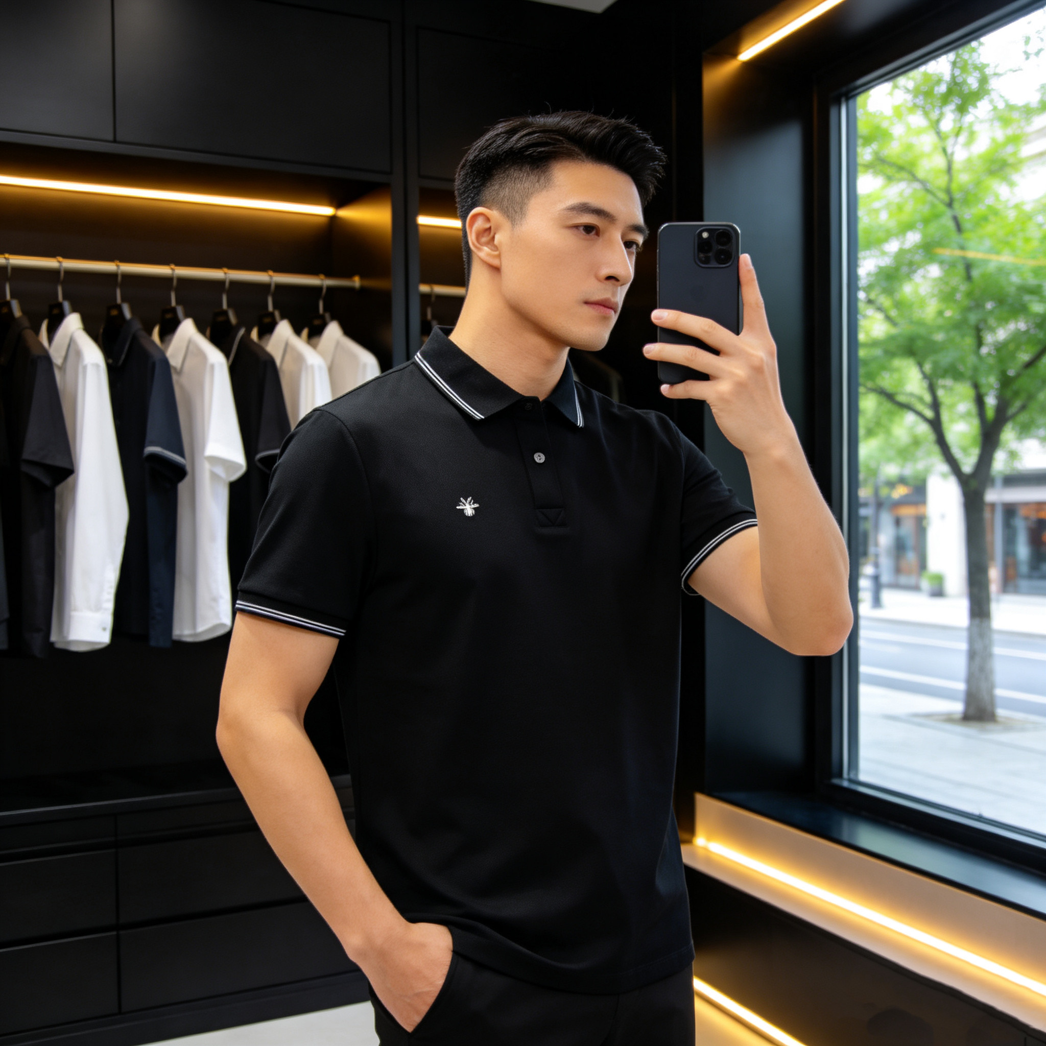 2026夏季新品匹马棉短袖Polo衫男欧货高端小蜜蜂刺绣修身时尚休闲
