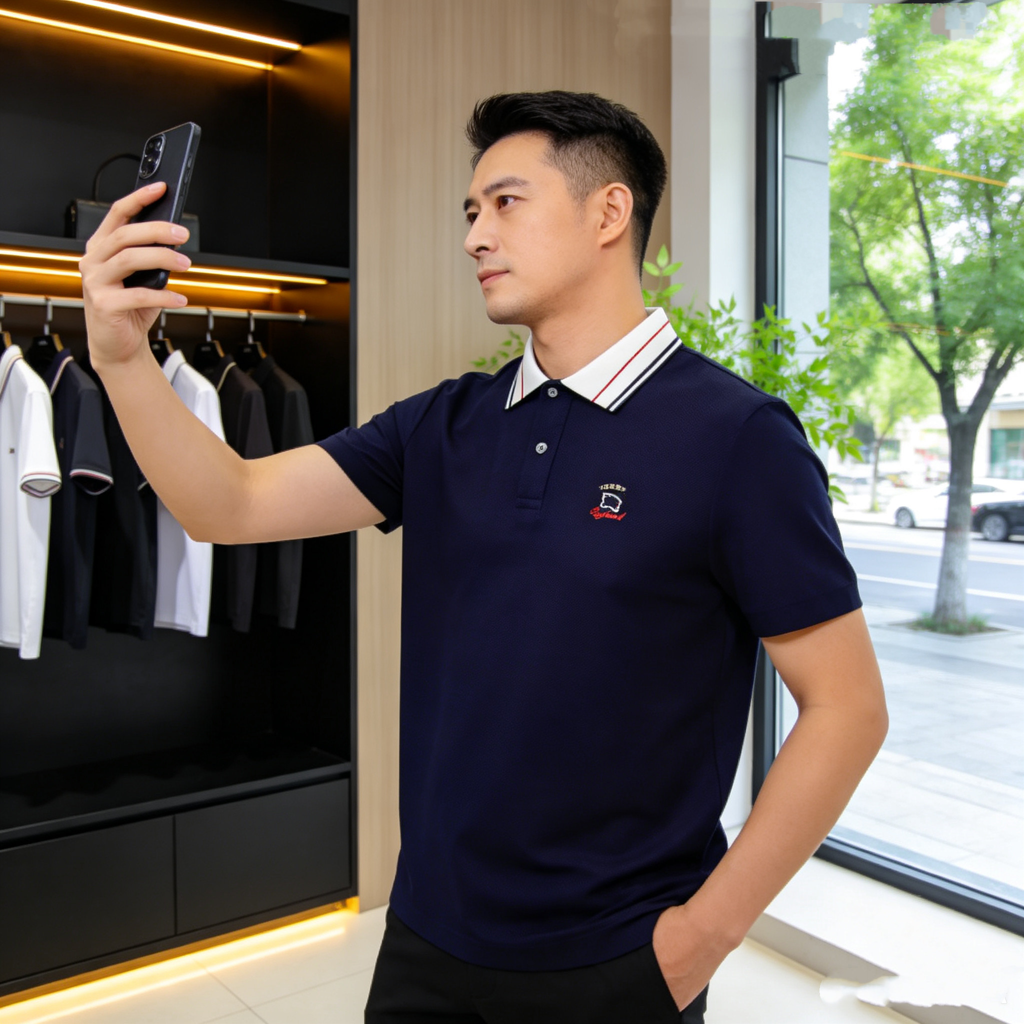 2026夏季新品丝光珠地棉短袖Polo衫欧货高端胸标撞色修身时尚休闲