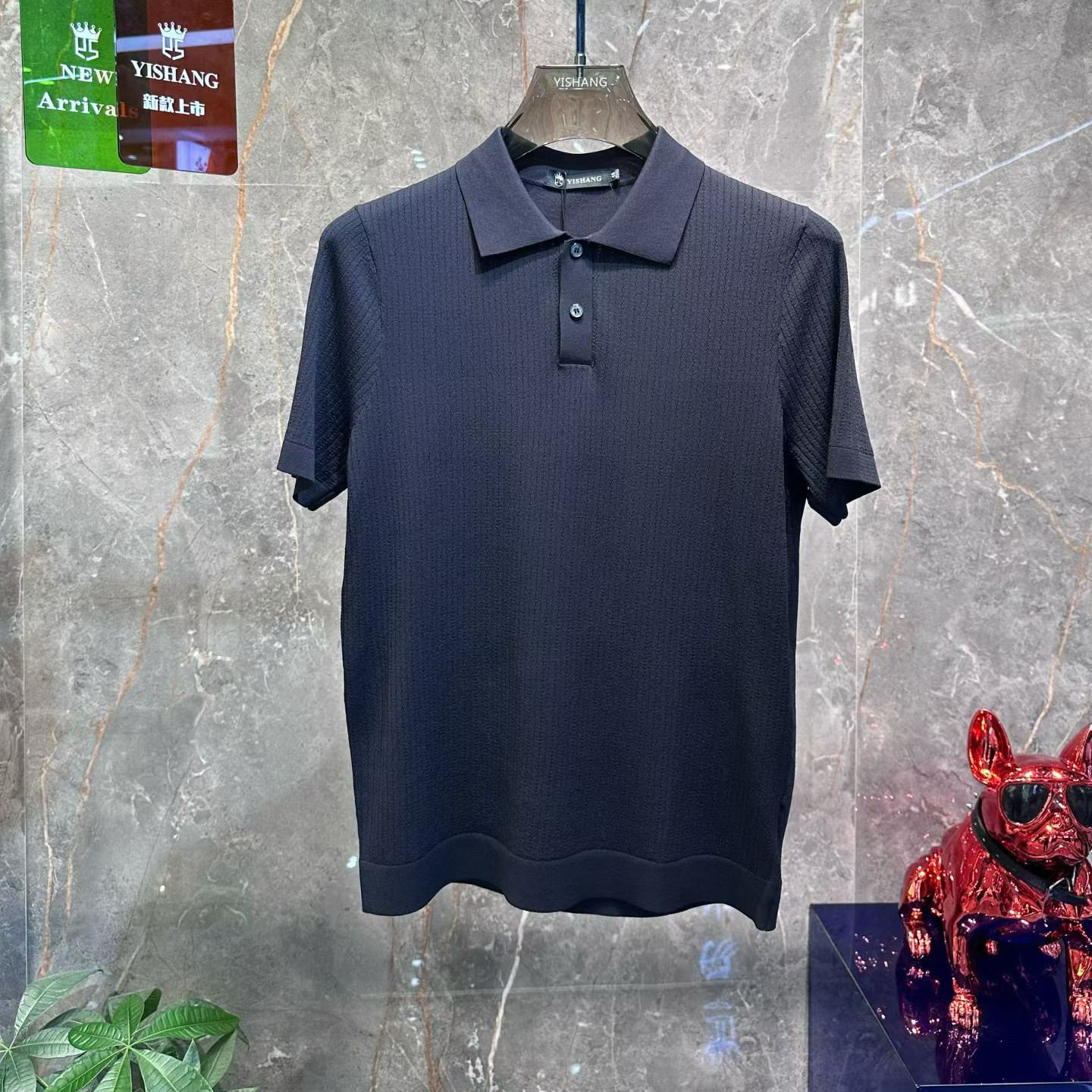 YISHANG潮牌伊力特冰爽短袖Polo衫欧货高端纯色修身简约休闲6270