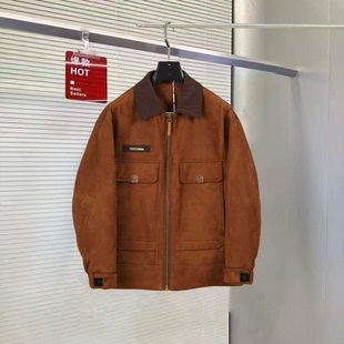 2025冬季新品鹿皮绒羽绒服夹克欧货高端修身时尚休闲BUNERYNOBLE